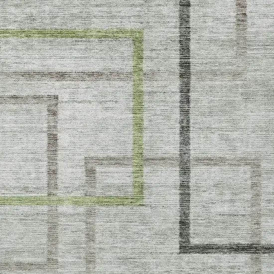 Green And Charcoal Geometric Washable Indoor Outdoor Area Rug Photo 6