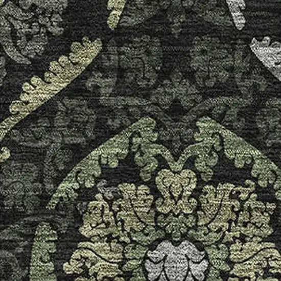 Green And Charcoal Medallion Washable Area Rug With UV Protection Photo 3