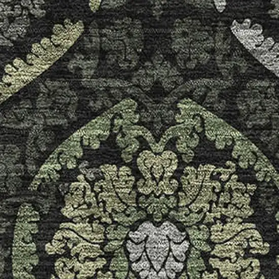Green And Charcoal Medallion Washable Area Rug With UV Protection Photo 3