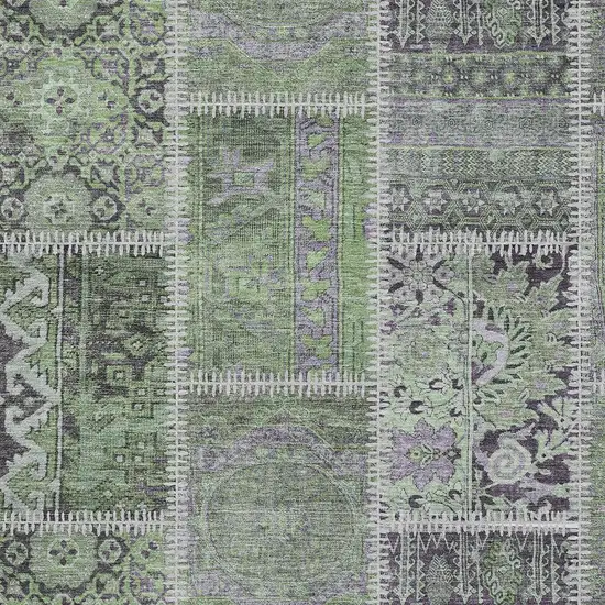 Green And Charcoal Patchwork Washable Indoor Outdoor Area Rug Photo 4