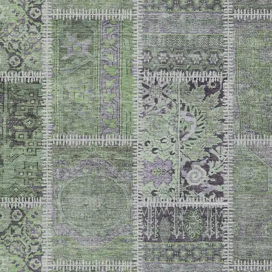 Green And Charcoal Patchwork Washable Indoor Outdoor Area Rug Photo 3