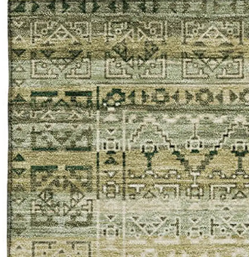 Green And Charcoal Striped Washable Area Rug With UV Protection Photo 4