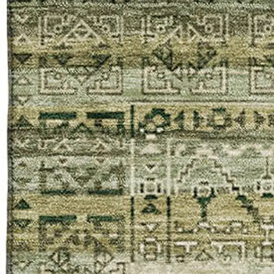 Green And Charcoal Striped Washable Area Rug With UV Protection Photo 3