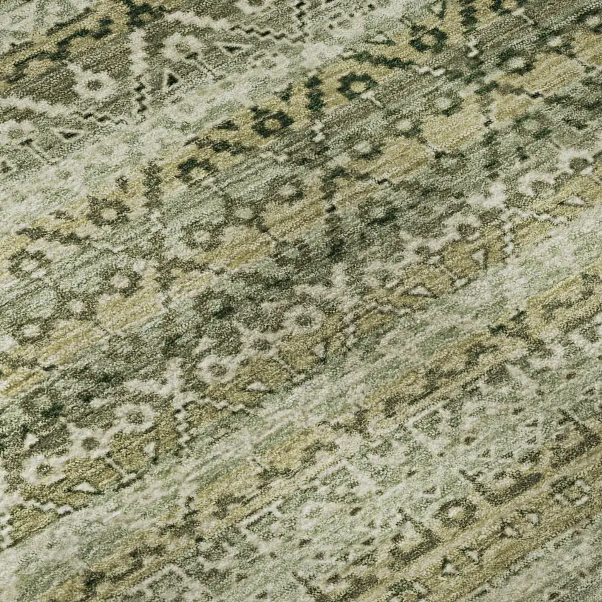 Green And Charcoal Striped Washable Area Rug With UV Protection Photo 7