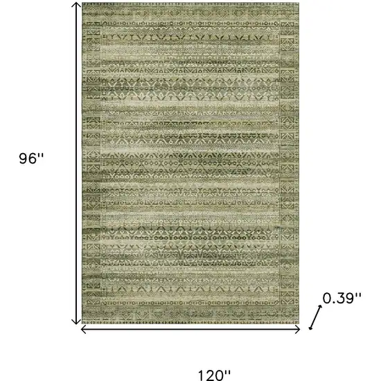 Green And Charcoal Striped Washable Area Rug With UV Protection Photo 9