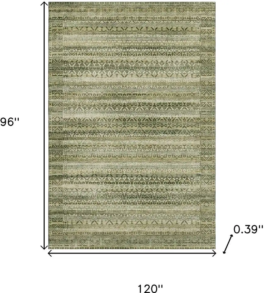 Green And Charcoal Striped Washable Area Rug With UV Protection Photo 9