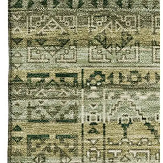 Green And Charcoal Striped Washable Area Rug With UV Protection Photo 3