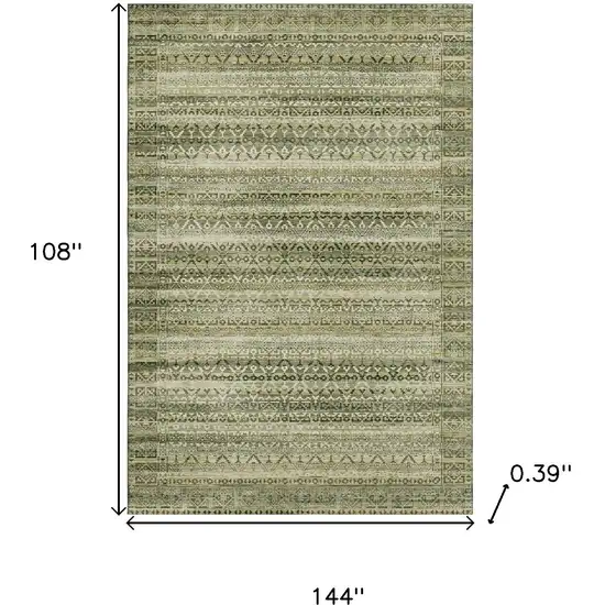 Green And Charcoal Striped Washable Area Rug With UV Protection Photo 9