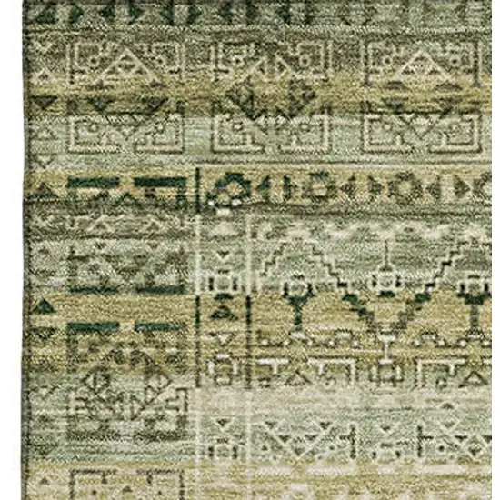 Green And Charcoal Striped Washable Area Rug With UV Protection Photo 4