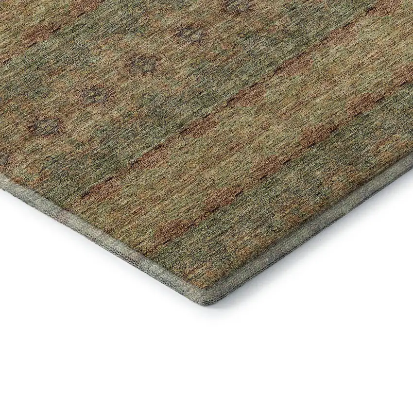 Green And Copper Floral Medallion Washable Area Rug With UV Protection Photo 8