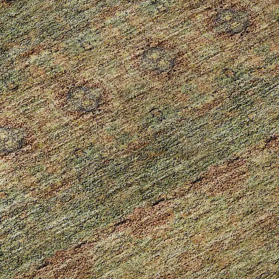 Green And Copper Floral Medallion Washable Area Rug With UV Protection Photo 9