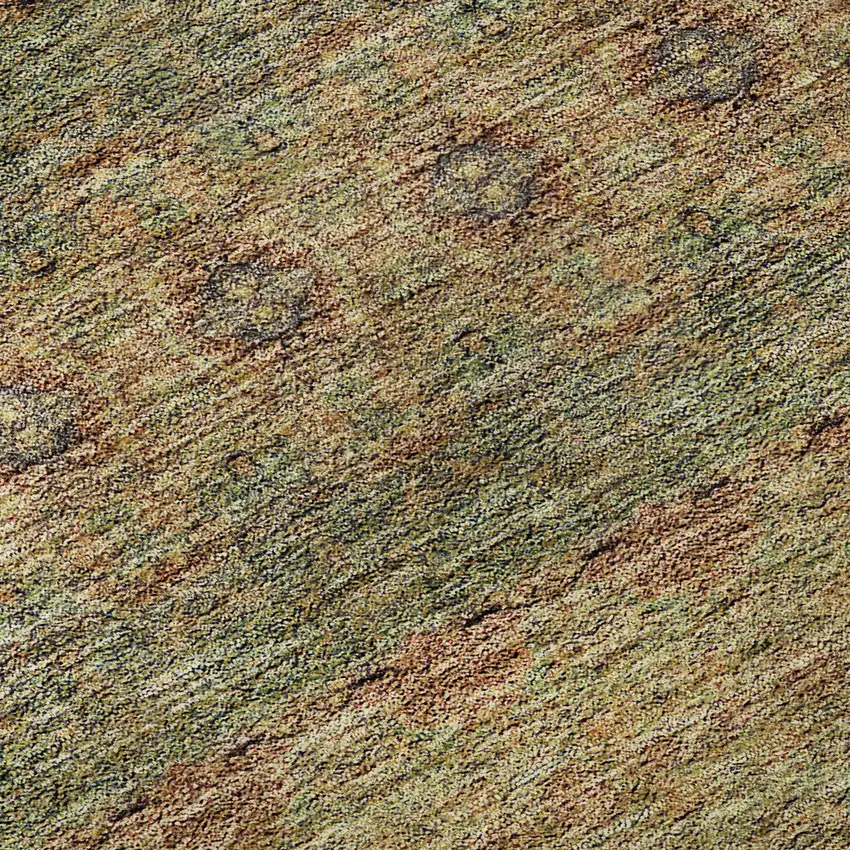 Green And Copper Floral Medallion Washable Area Rug With UV Protection Photo 9