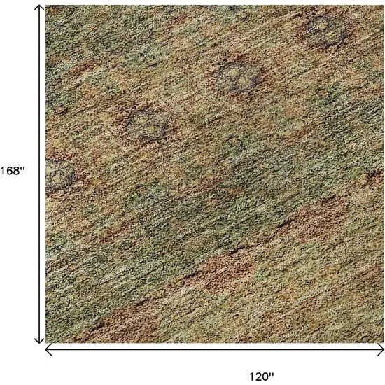 Green And Copper Floral Medallion Washable Area Rug With UV Protection Photo 7