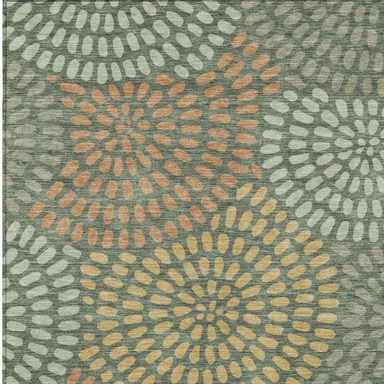 Green And Copper Geometric Washable Indoor Outdoor Area Rug Photo 3
