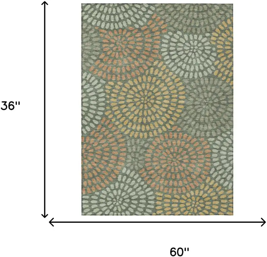 Green And Copper Geometric Washable Indoor Outdoor Area Rug Photo 7