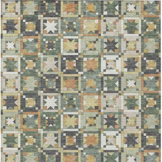 Green And Copper Patchwork Washable Indoor Outdoor Area Rug Photo 4