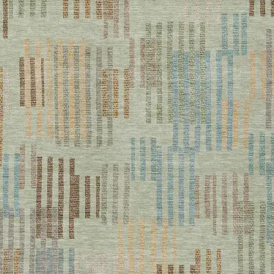 Green And Copper Striped Washable Indoor Outdoor Area Rug Photo 2