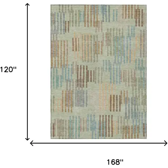 Green And Copper Striped Washable Indoor Outdoor Area Rug Photo 6