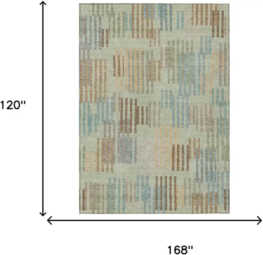 Green And Copper Striped Washable Indoor Outdoor Area Rug Photo 6