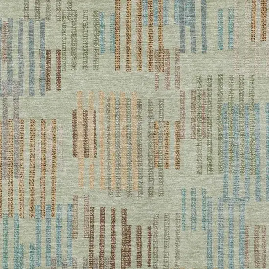 Green And Copper Striped Washable Indoor Outdoor Area Rug Photo 2
