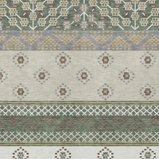 Green And Copper Striped Washable Indoor Outdoor Area Rug Photo 4