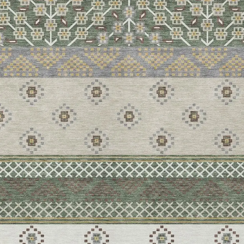 Green And Copper Striped Washable Indoor Outdoor Area Rug Photo 4