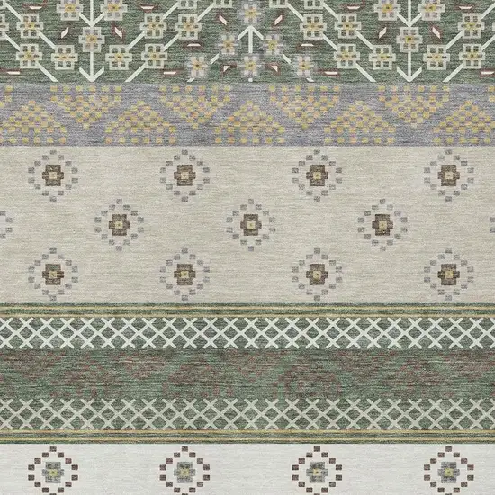 Green And Copper Striped Washable Indoor Outdoor Area Rug Photo 5