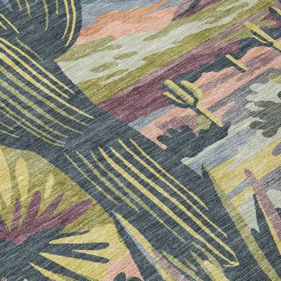 Green And Coral Trees Washable Indoor Outdoor Area Rug Photo 6