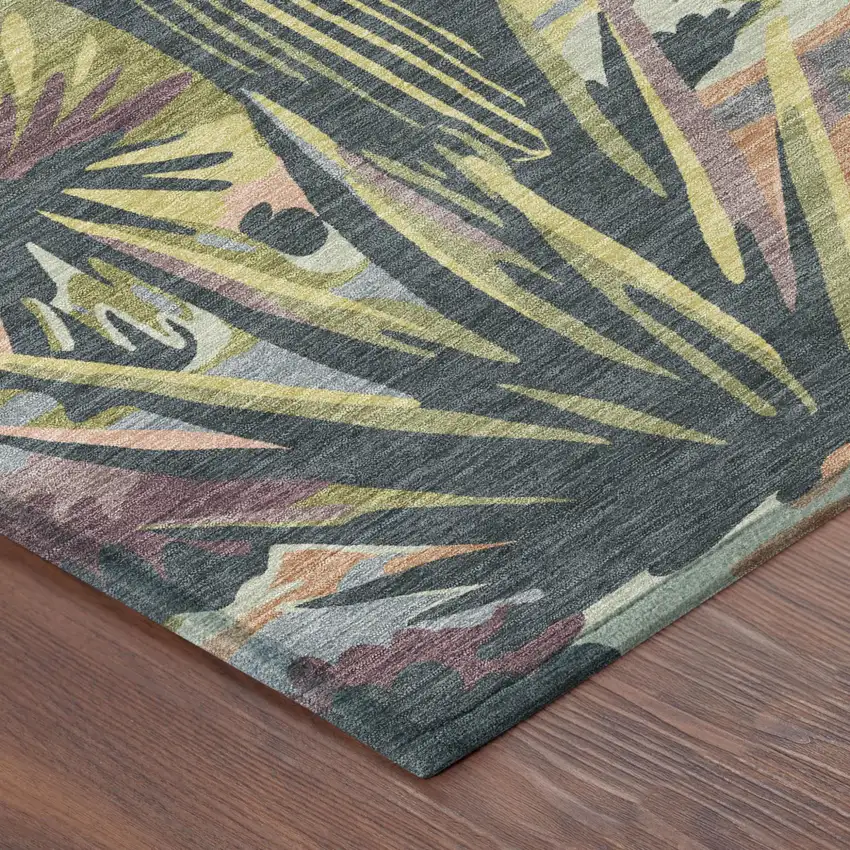 Green And Coral Trees Washable Indoor Outdoor Area Rug Photo 5