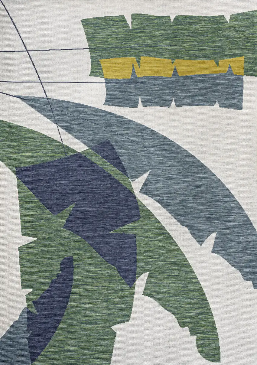 Green And Cream Abstract Indoor Outdoor Area Rug Photo 1