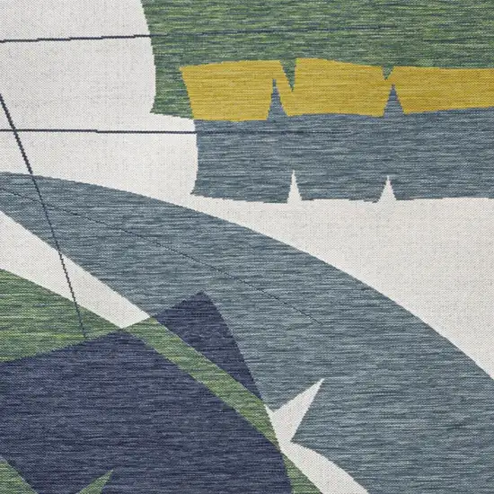 Green And Cream Abstract Indoor Outdoor Area Rug Photo 2