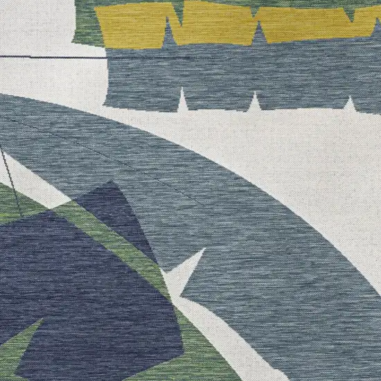 Green And Cream Abstract Indoor Outdoor Area Rug Photo 2