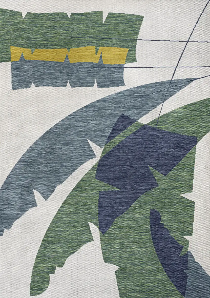 Green And Cream Abstract Indoor Outdoor Area Rug Photo 3