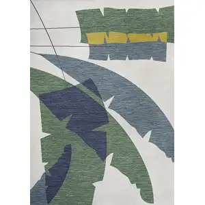 Photo of Green And Cream Abstract Indoor Outdoor Area Rug