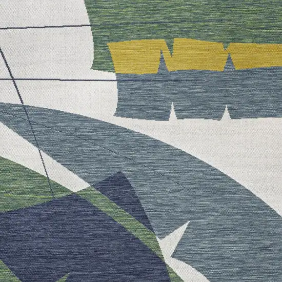 Green And Cream Abstract Indoor Outdoor Area Rug Photo 2