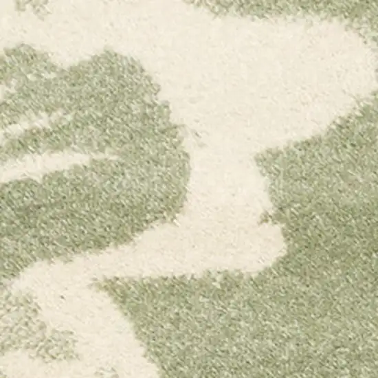 Green And Cream Botanical Leaves Area Rug Photo 5