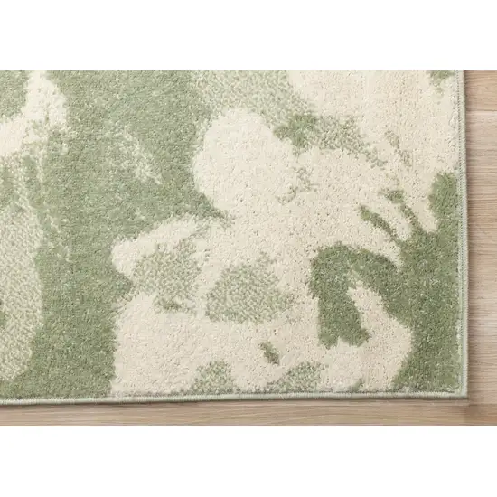 Green And Cream Botanical Leaves Area Rug Photo 9