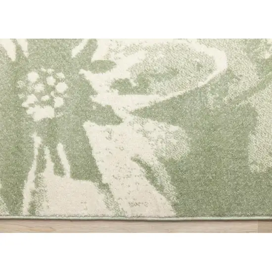 Green And Cream Botanical Leaves Area Rug Photo 9