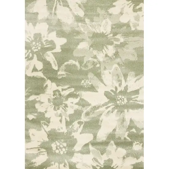 Green And Cream Botanical Leaves Area Rug Photo 2