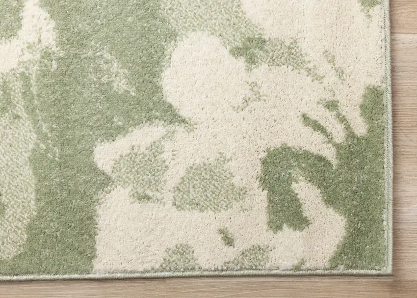 Green And Cream Botanical Leaves Area Rug Photo 8
