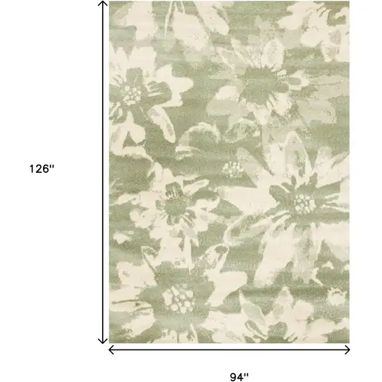 Green And Cream Botanical Leaves Area Rug Photo 3