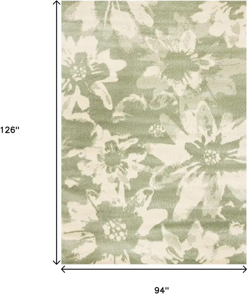 Green And Cream Botanical Leaves Area Rug Photo 3