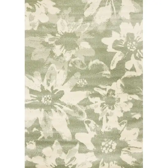 Green And Cream Botanical Leaves Area Rug Photo 4