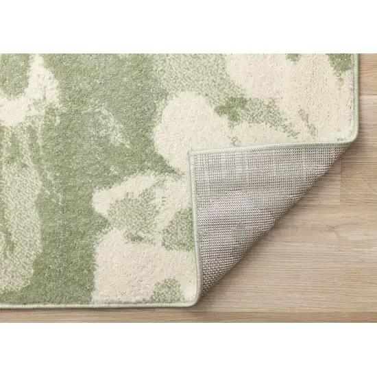Green And Cream Botanical Leaves Area Rug Photo 9