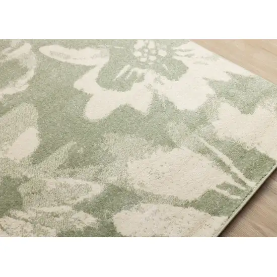 Green And Cream Botanical Leaves Area Rug Photo 7