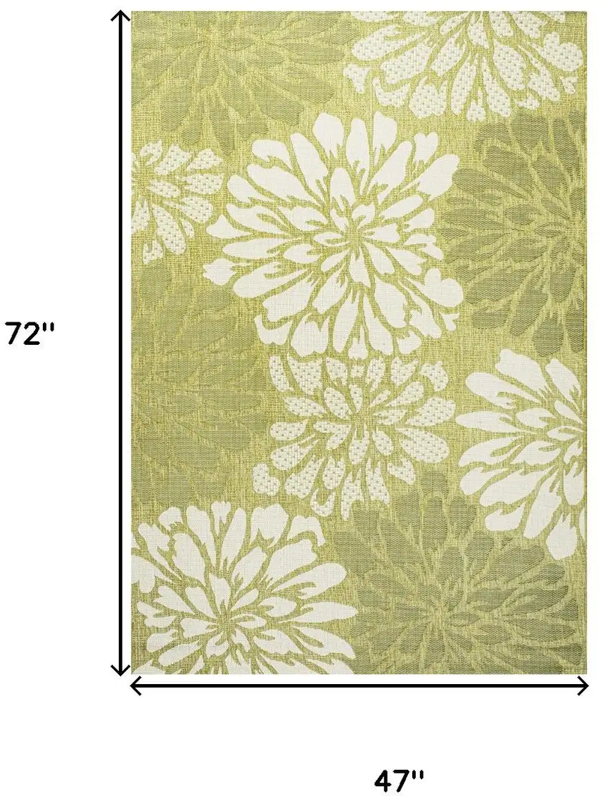 Green And Cream Floral Indoor Outdoor Area Rug Photo 5