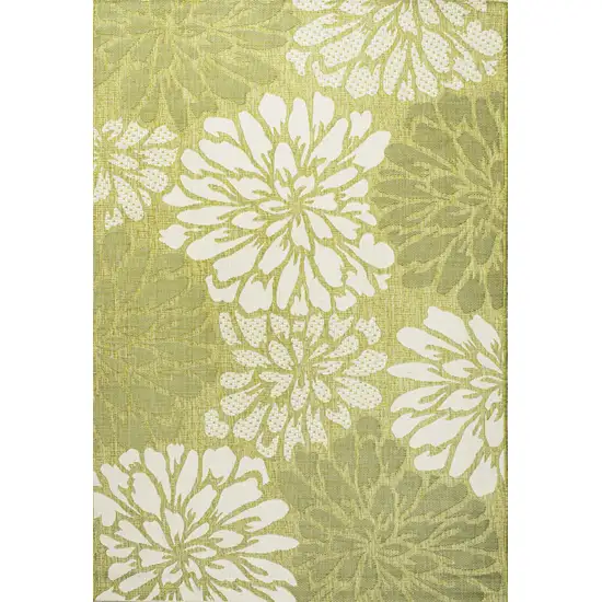 Green And Cream Floral Indoor Outdoor Area Rug Photo 1
