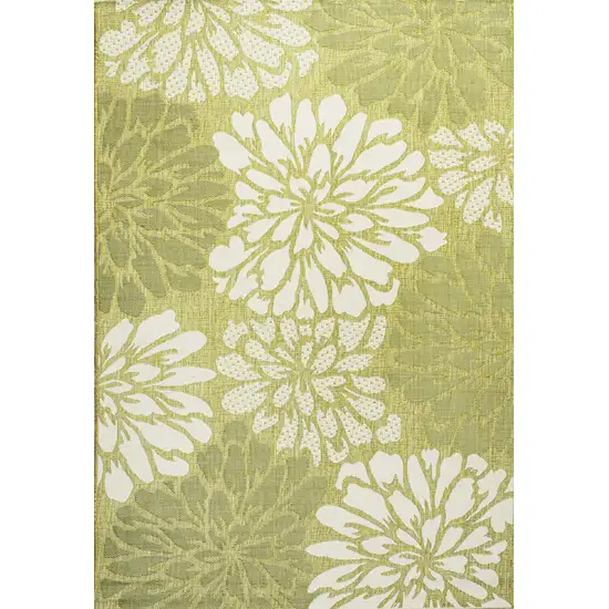 Green And Cream Floral Indoor Outdoor Area Rug Photo 3