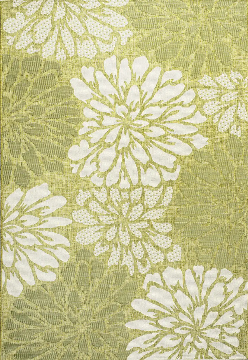 Green And Cream Floral Indoor Outdoor Area Rug Photo 3