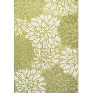 Photo of Green And Cream Floral Indoor Outdoor Area Rug